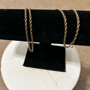 Vintage 12KT GF yellow gold filled rope chain necklace